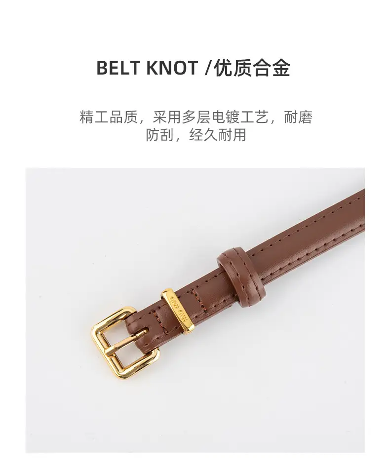 Black Genuine Leather Fashion Thin Belt for Women — feature 6