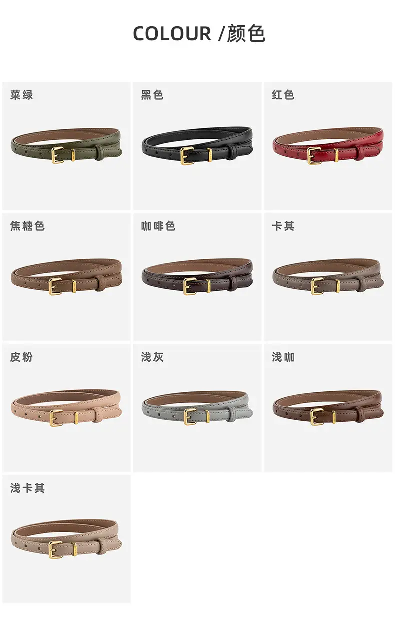 Black Genuine Leather Fashion Thin Belt for Women — feature 8