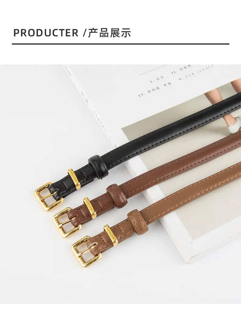 Black Genuine Leather Fashion Thin Belt for Women — feature 9