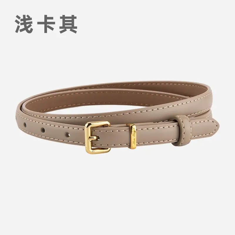 Black Genuine Leather Fashion Thin Belt for Women - Image 10