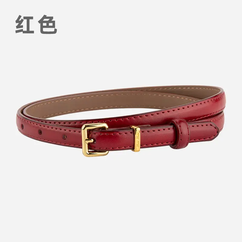 Black Genuine Leather Fashion Thin Belt for Women - Image 3