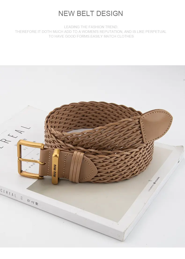 Vintage Korean Women's Handwoven Belt Brown Decorative Belt — feature 10