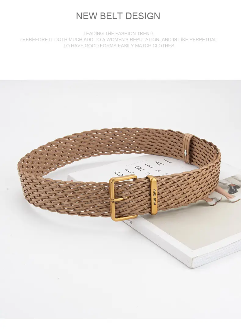 Vintage Korean Women's Handwoven Belt Brown Decorative Belt — feature 11