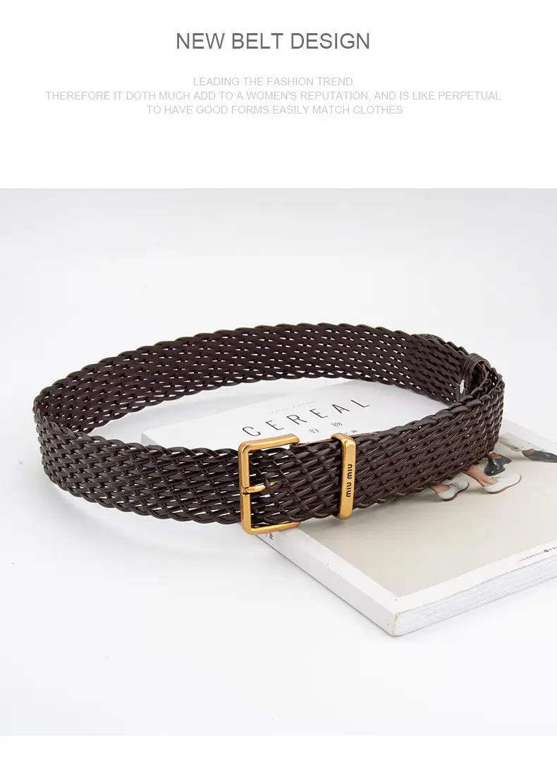 Vintage Korean Women's Handwoven Belt Brown Decorative Belt — feature 13