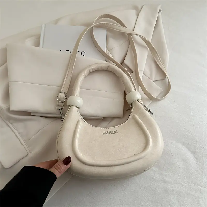 Women's Cream Crossbody Bag with Strap & Handle