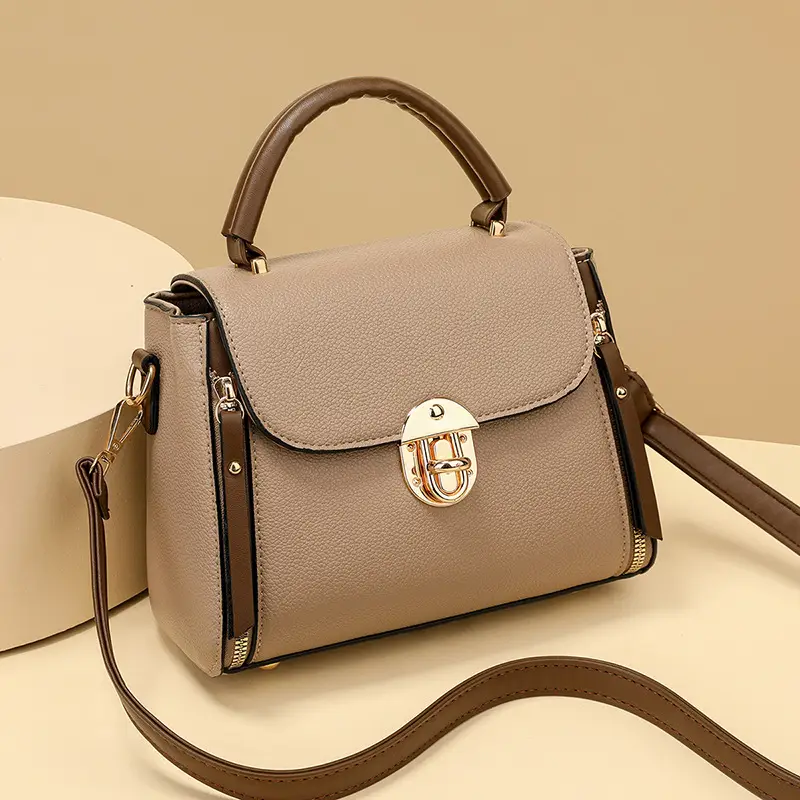 Black Crossbody Bag with Gold Clasp for Women - Image 4