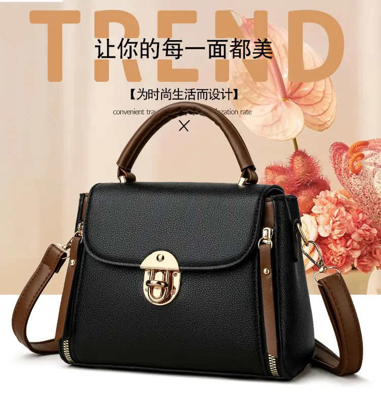 Black Crossbody Bag with Gold Clasp for Women — feature 1