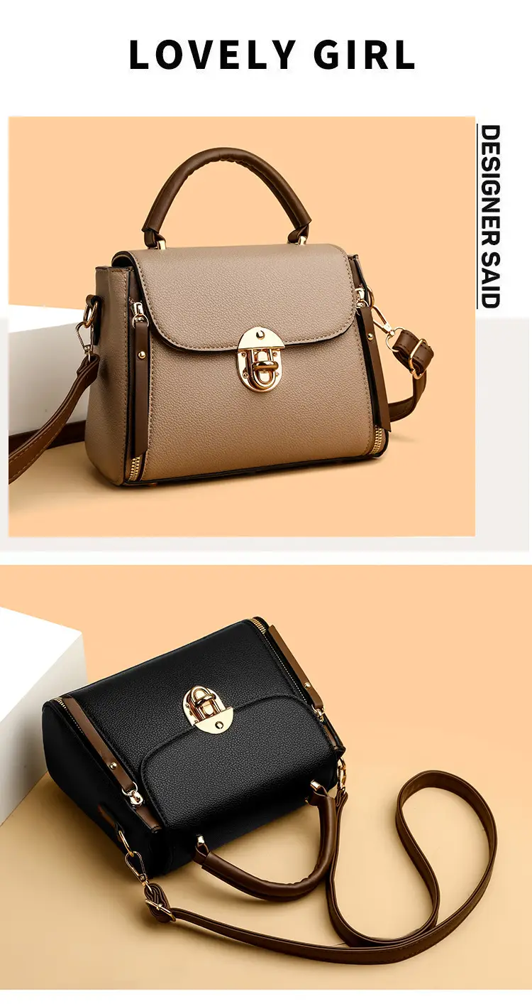 Black Crossbody Bag with Gold Clasp for Women — feature 13