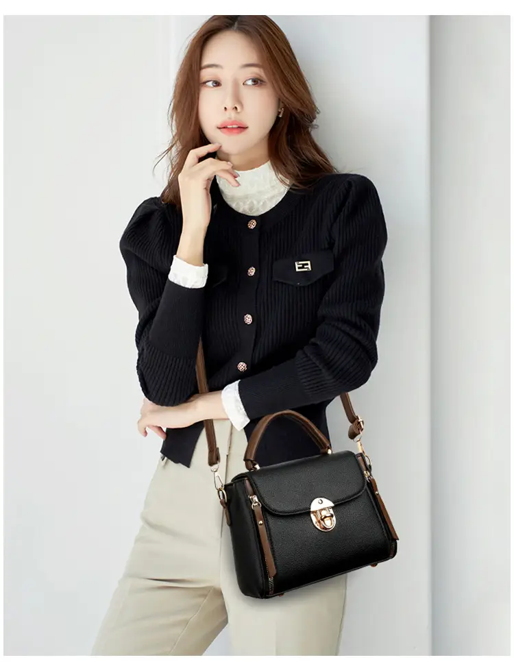 Black Crossbody Bag with Gold Clasp for Women — feature 14