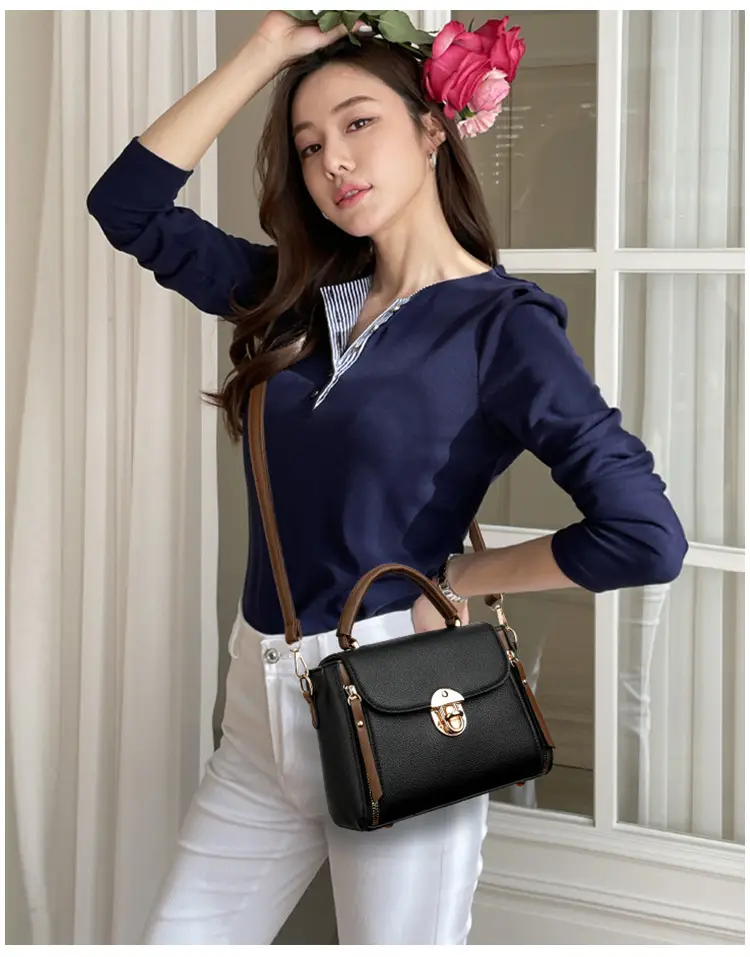 Black Crossbody Bag with Gold Clasp for Women — feature 16