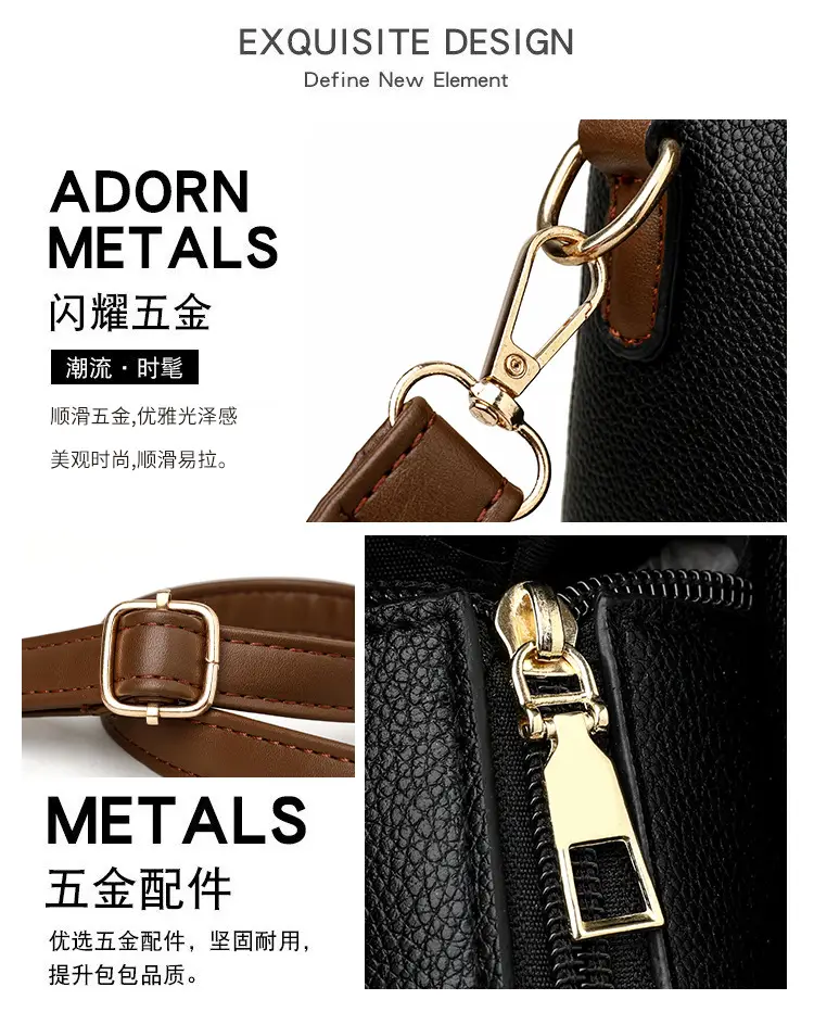 Black Crossbody Bag with Gold Clasp for Women — feature 8
