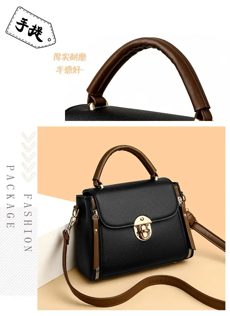 Black Crossbody Bag with Gold Clasp for Women — feature 9