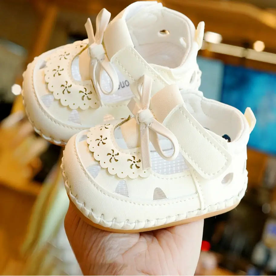 Pink Bow Baby Sandals for Girls 0-1 Years