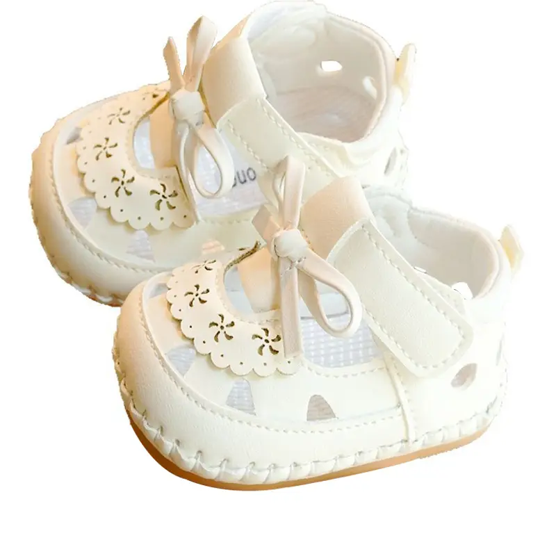 Pink Bow Baby Sandals for Girls 0-1 Years