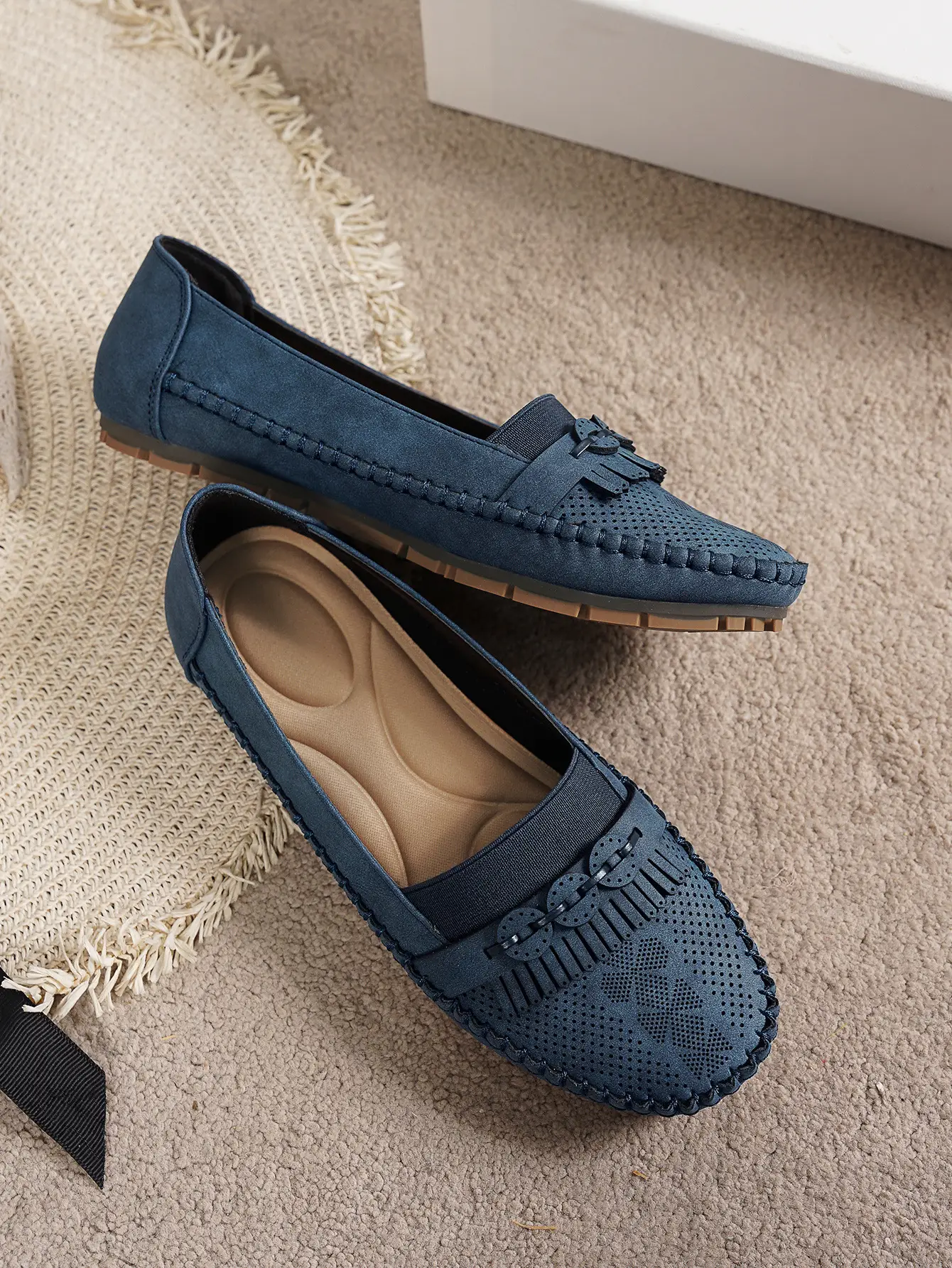 Women's Pink Mesh Flat Loafers Plus Size — feature 14