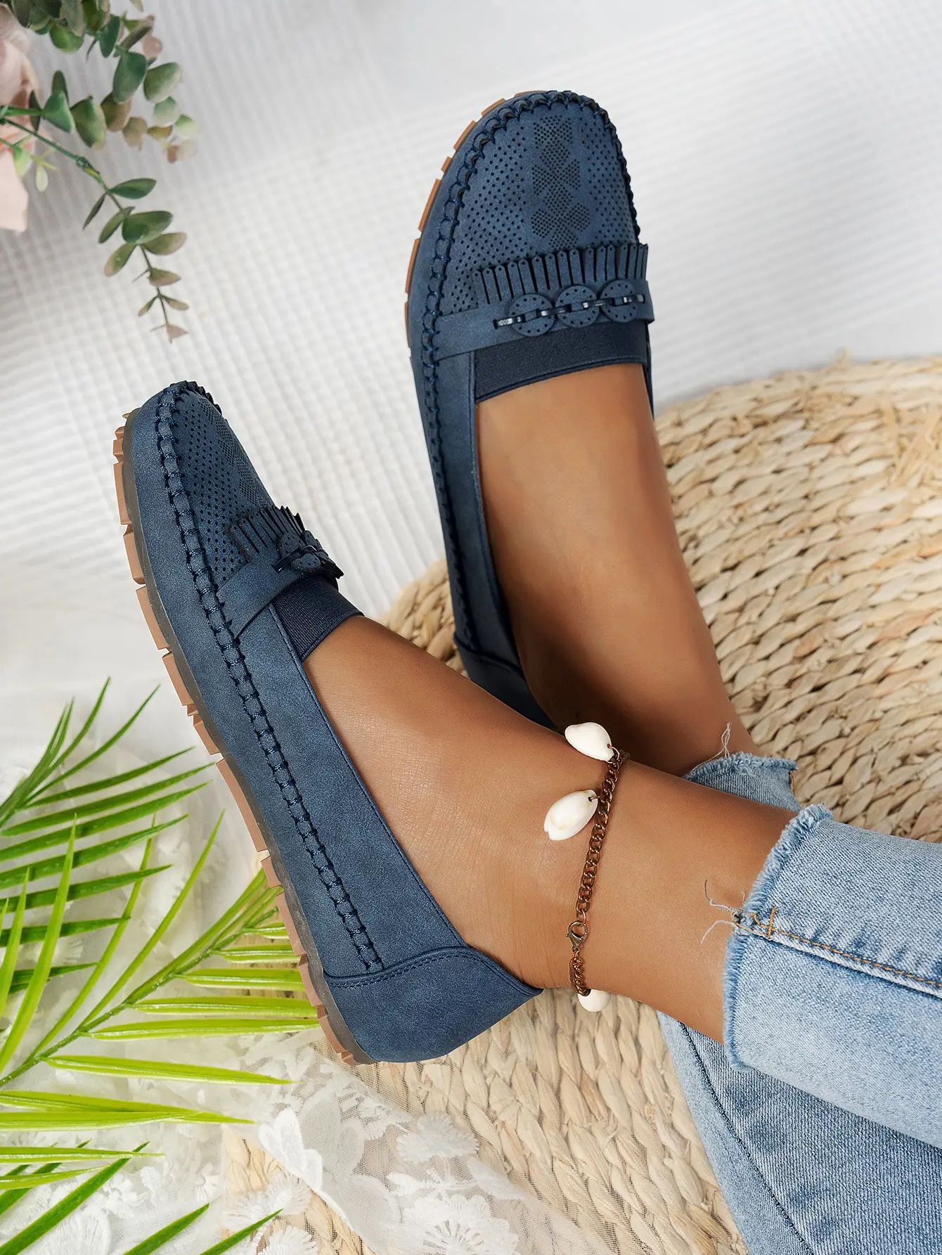 Women's Pink Mesh Flat Loafers Plus Size — feature 16