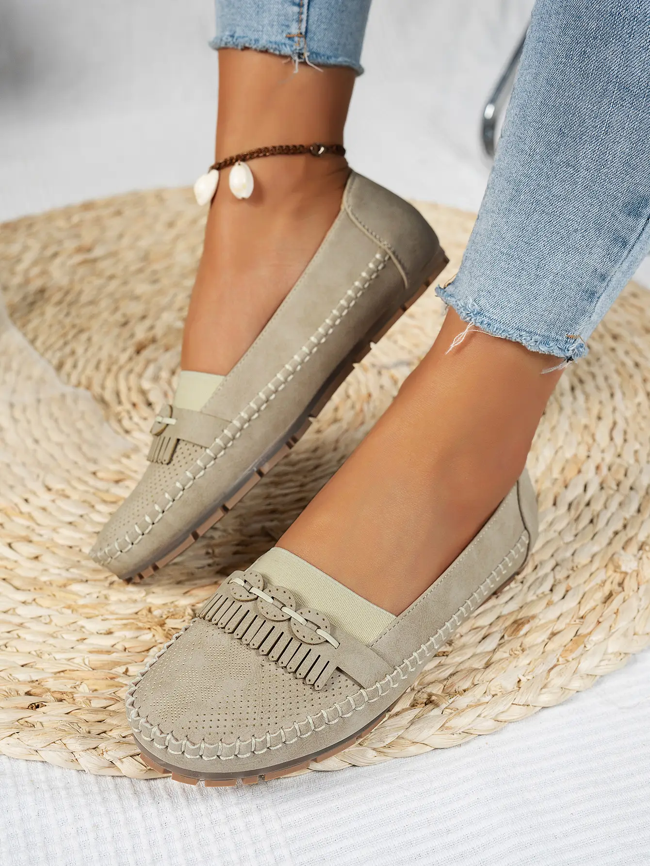 Women's Pink Mesh Flat Loafers Plus Size — feature 27