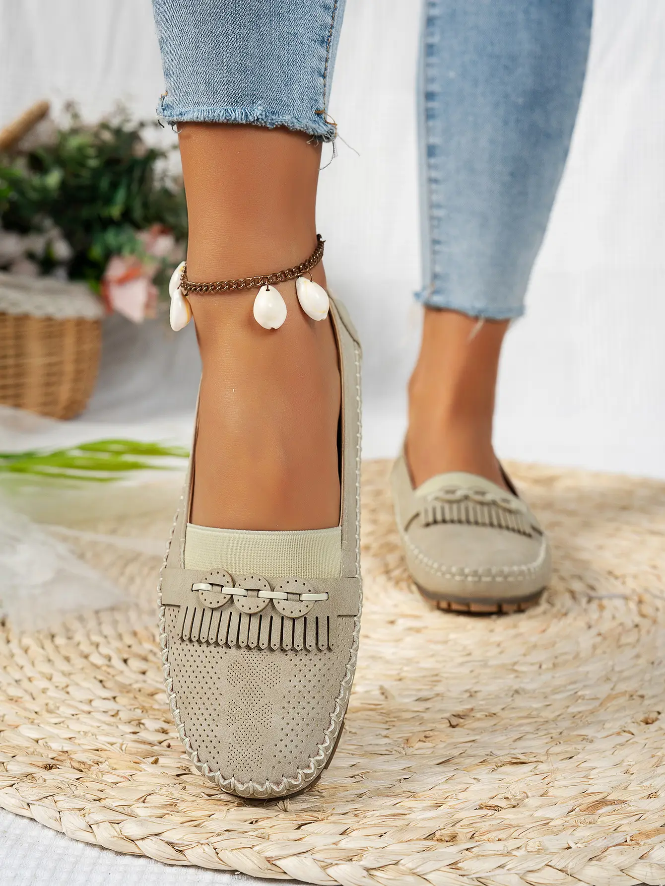 Women's Pink Mesh Flat Loafers Plus Size — feature 28