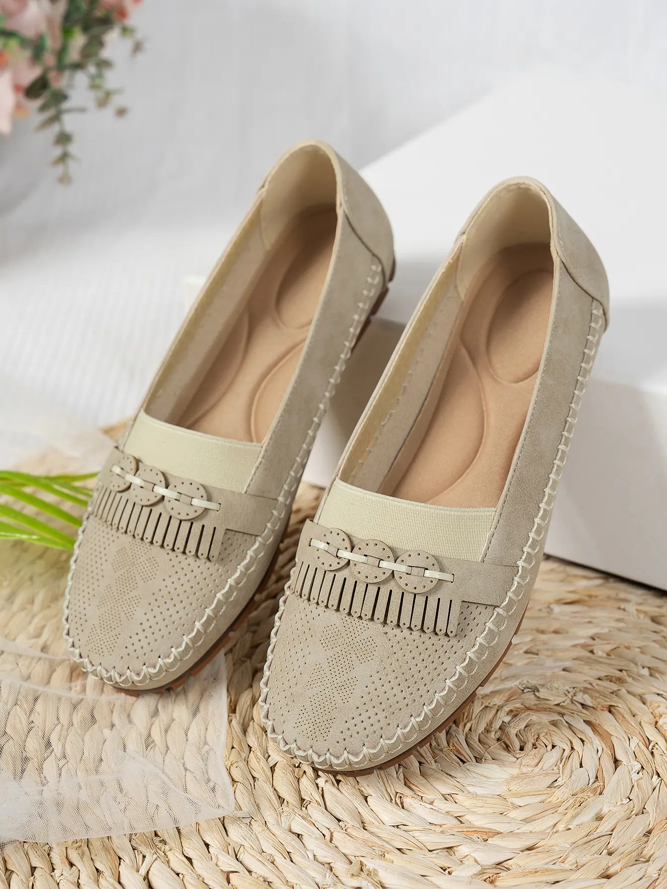 Women's Pink Mesh Flat Loafers Plus Size — feature 30