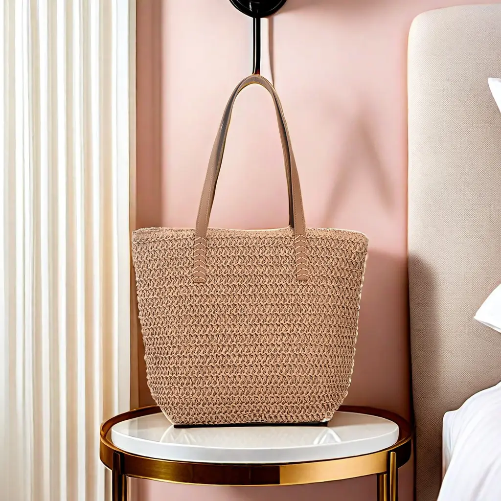 Ultra-light woven straw tote bag for women summer commuter - Image 4
