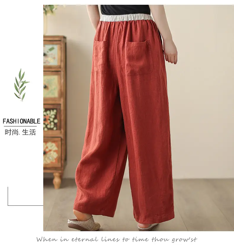 2025 Spring Summer High Waist Loose Draping Pants Cotton Linen — feature 18