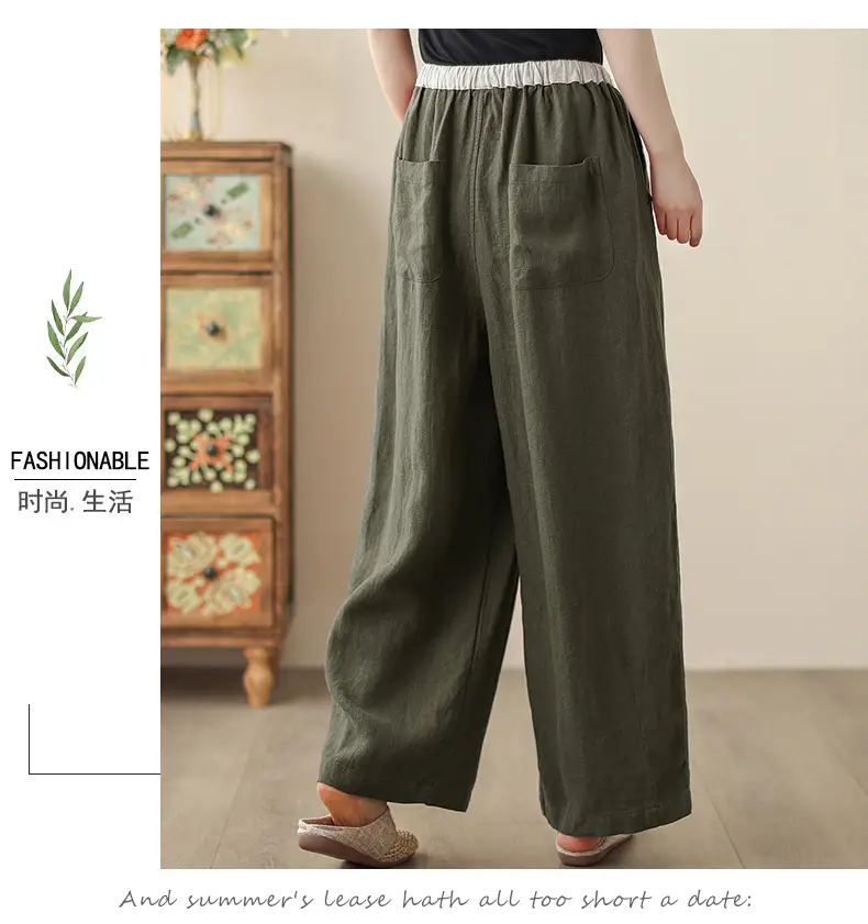 2025 Spring Summer High Waist Loose Draping Pants Cotton Linen — feature 24