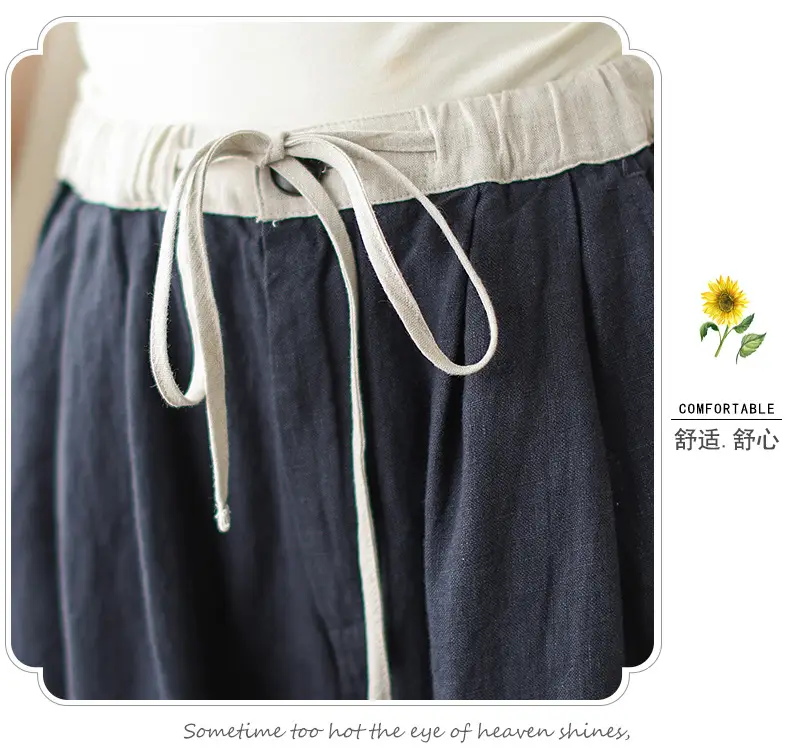 2025 Spring Summer High Waist Loose Draping Pants Cotton Linen — feature 25