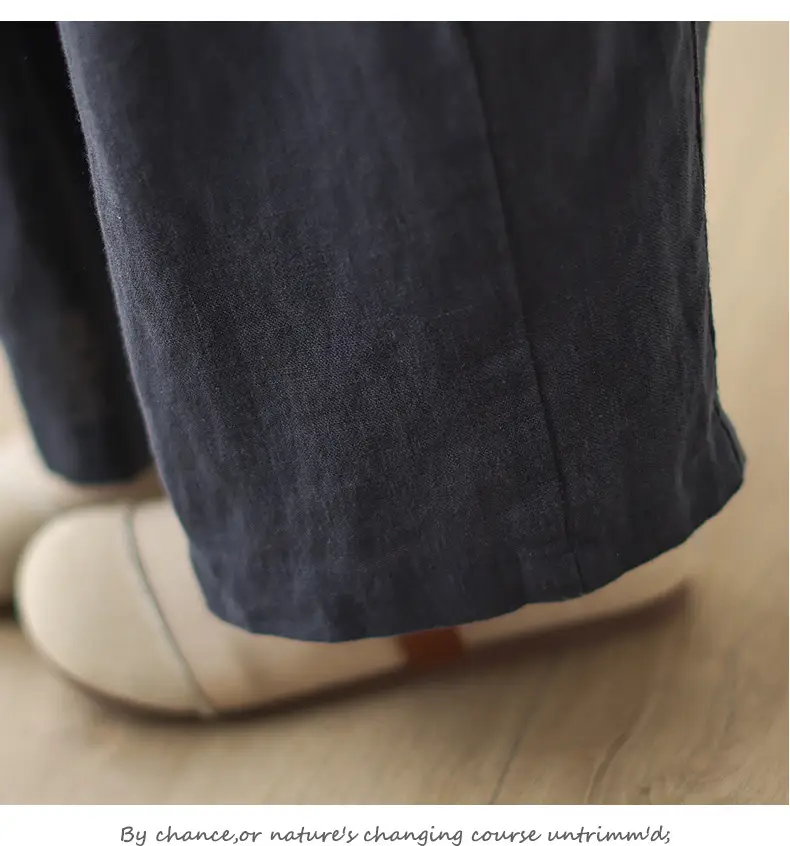2025 Spring Summer High Waist Loose Draping Pants Cotton Linen — feature 28