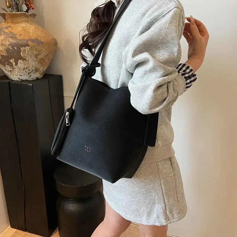 Korean Style Cream Bucket Bag 2025 Spring Summer
