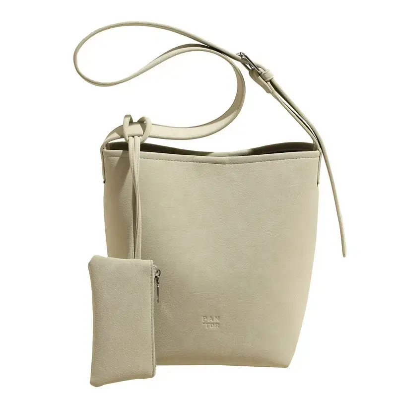 Korean Style Cream Bucket Bag 2025 Spring Summer
