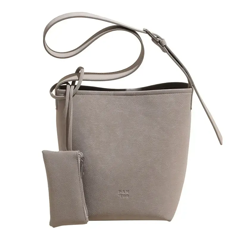 Korean Style Cream Bucket Bag 2025 Spring Summer
