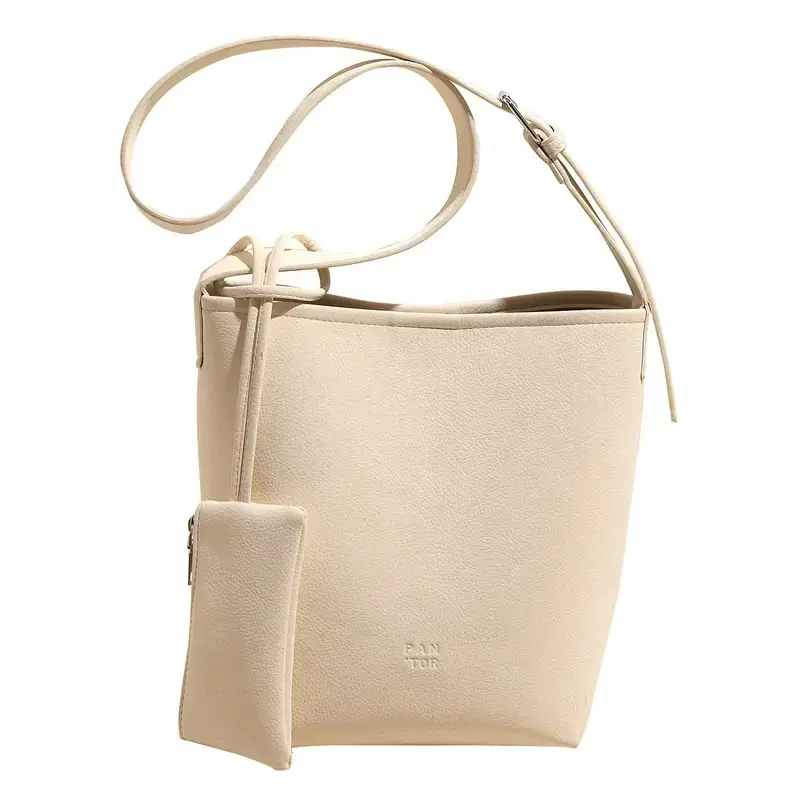 Korean Style Cream Bucket Bag 2025 Spring Summer