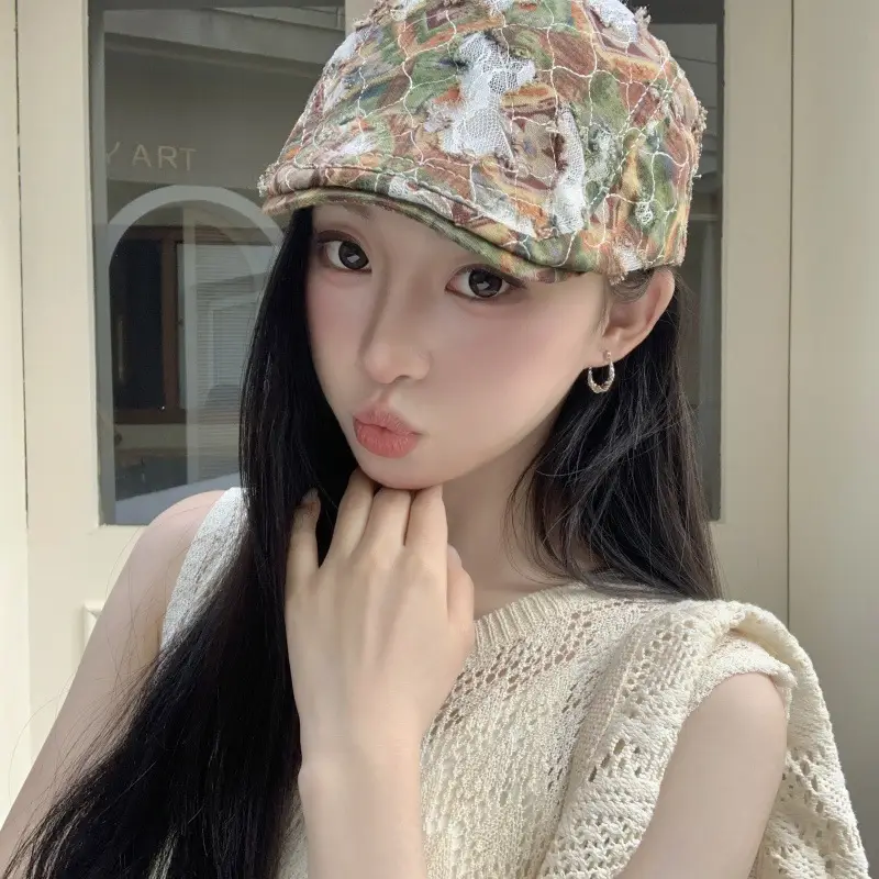 Spring Korean Style Vintage Washed Denim Forward Cap Women
