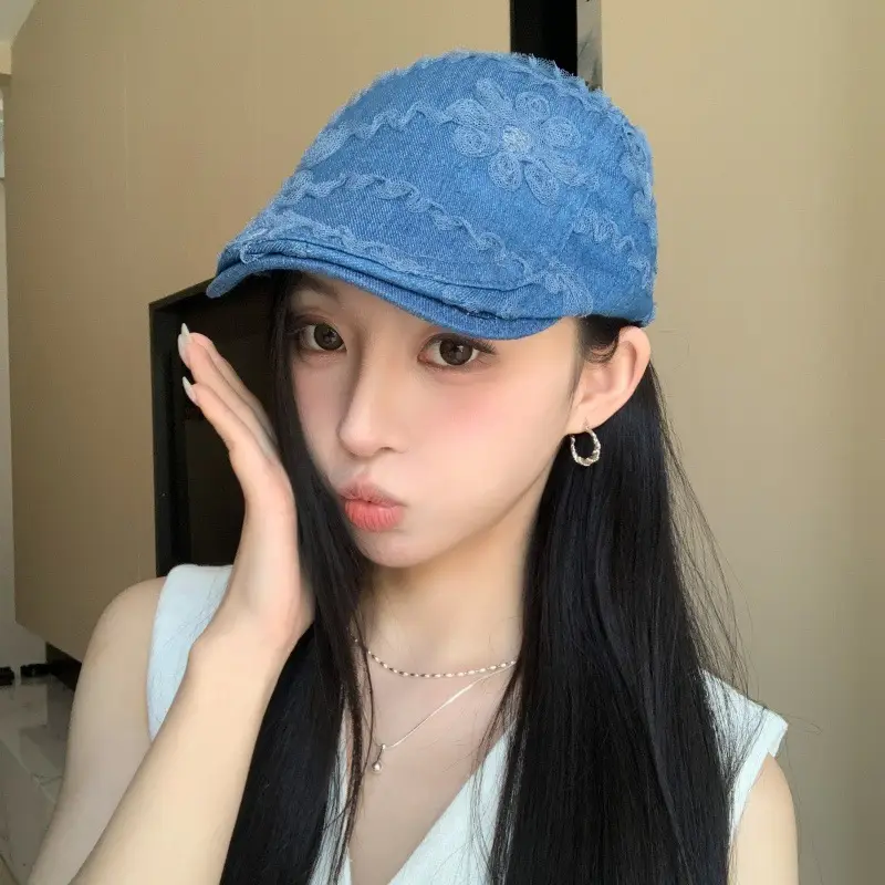 Spring Korean Style Vintage Washed Denim Forward Cap Women — feature 1