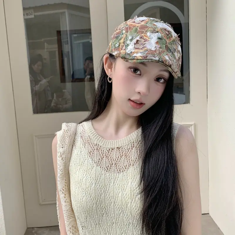 Spring Korean Style Vintage Washed Denim Forward Cap Women