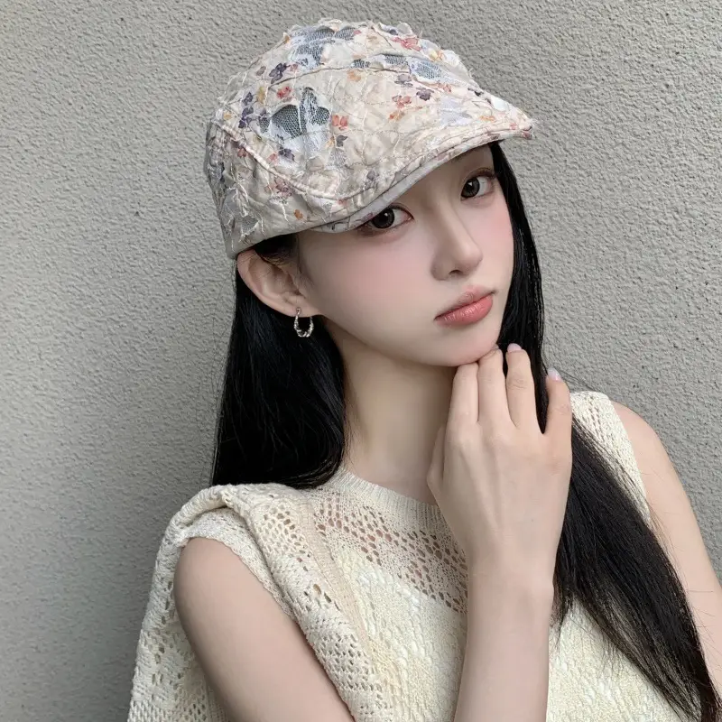 Spring Korean Style Vintage Washed Denim Forward Cap Women