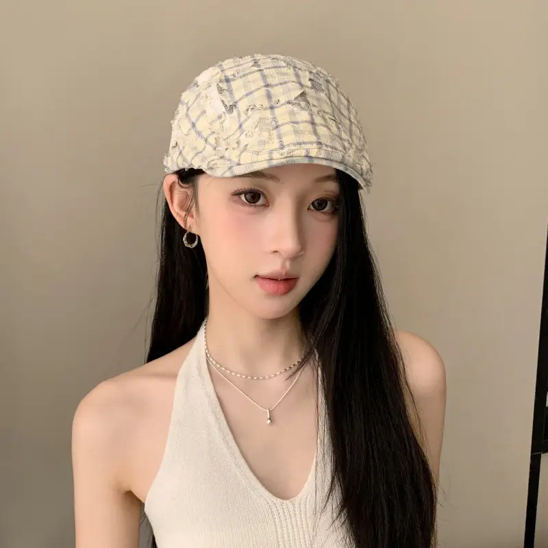 Spring Korean Style Vintage Washed Denim Forward Cap Women