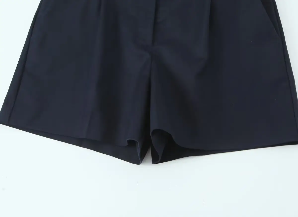 White Pleated Shorts with Brown Belt for Women — feature 9