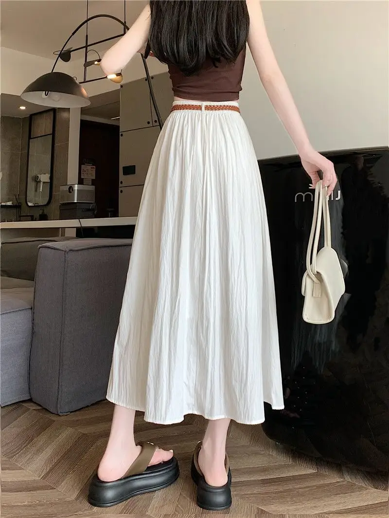 Women's Belt-Wrapped A-Line Skirt Mid-Length Summer Wear — feature 22