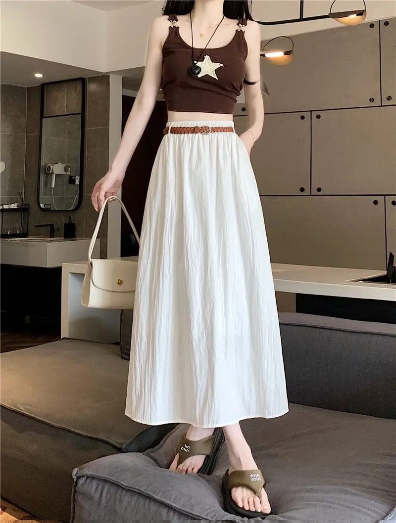 Women's Belt-Wrapped A-Line Skirt Mid-Length Summer Wear — feature 24