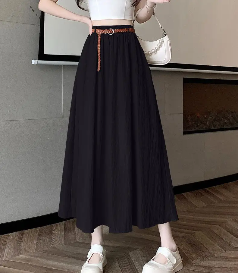 Women's Belt-Wrapped A-Line Skirt Mid-Length Summer Wear — feature 29