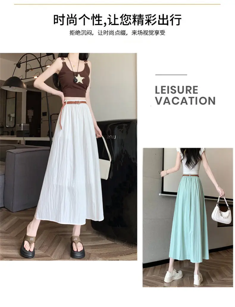 Women's Belt-Wrapped A-Line Skirt Mid-Length Summer Wear — feature 7