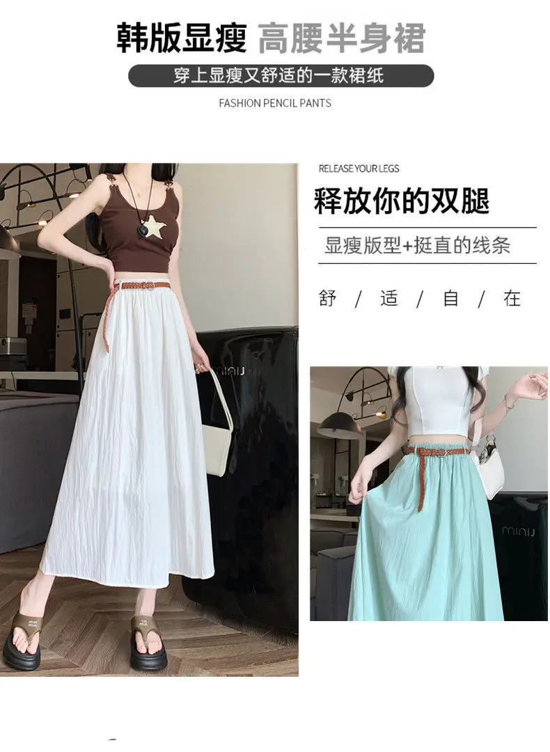 Women's Belt-Wrapped A-Line Skirt Mid-Length Summer Wear — feature 8