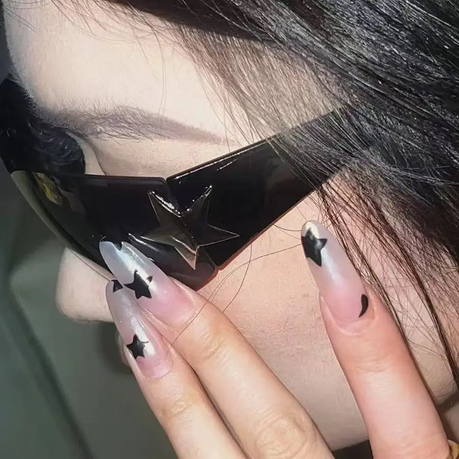 European Starframe Frameless Aviator Sunglasses Black - Image 10