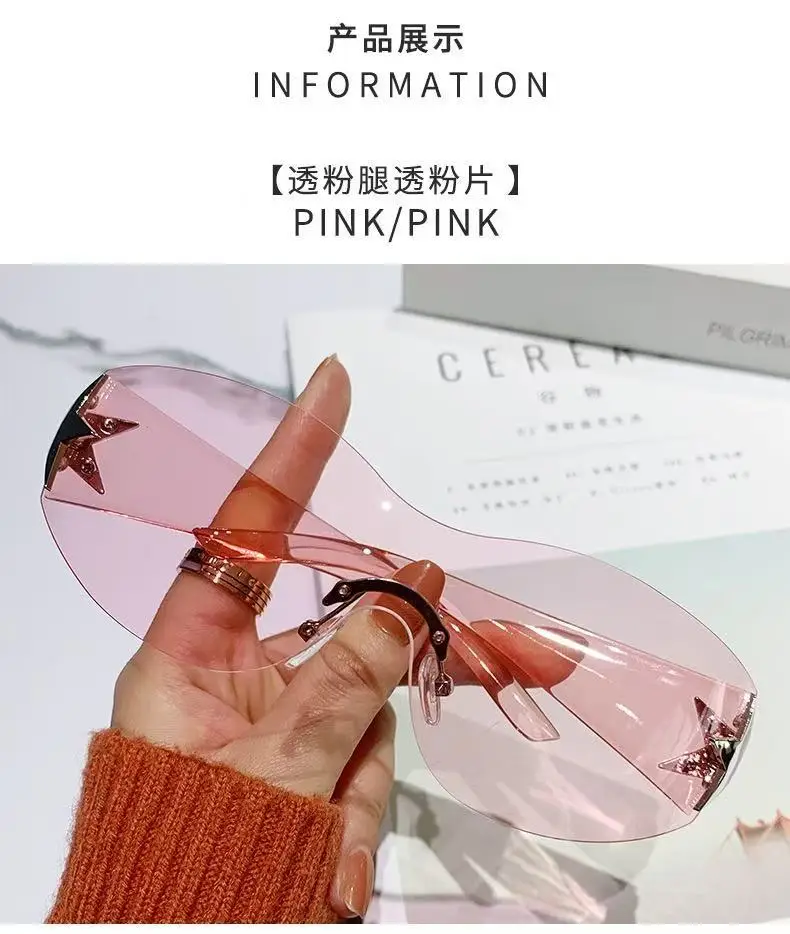 European Starframe Frameless Aviator Sunglasses Black β feature 12
