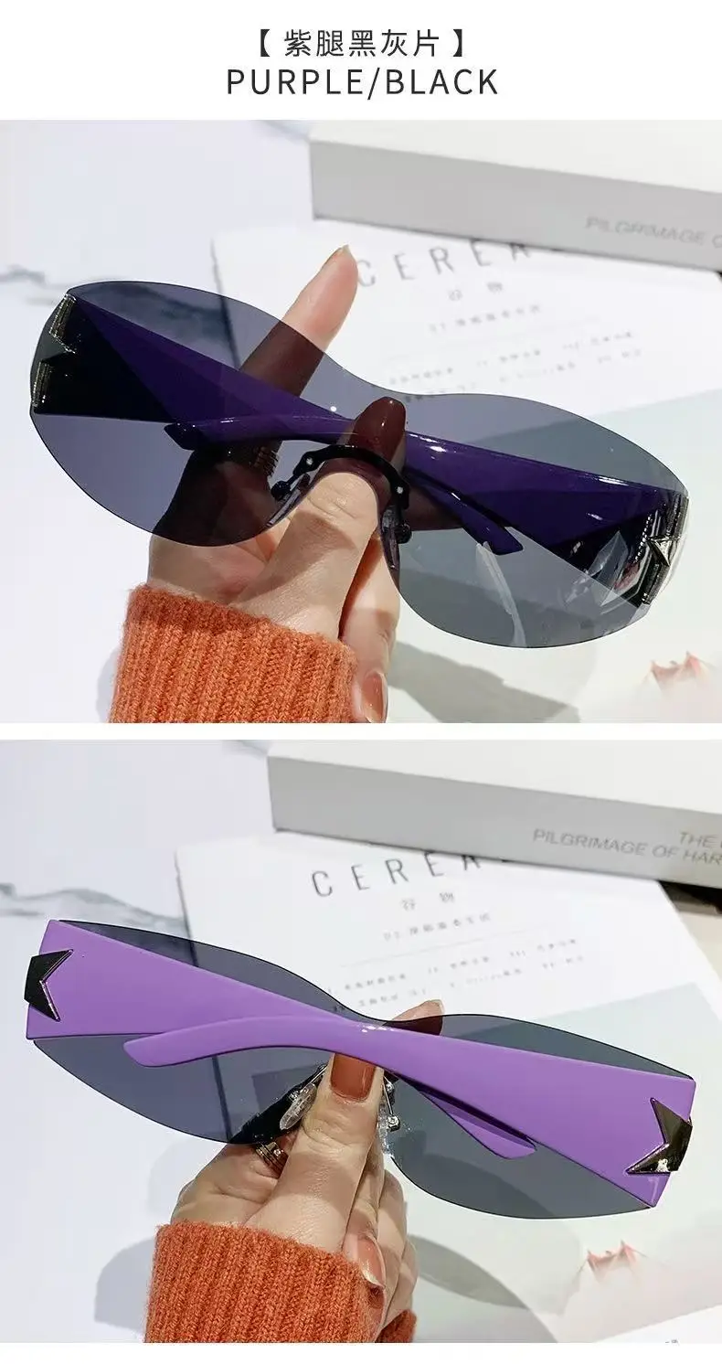 European Starframe Frameless Aviator Sunglasses Black β feature 15