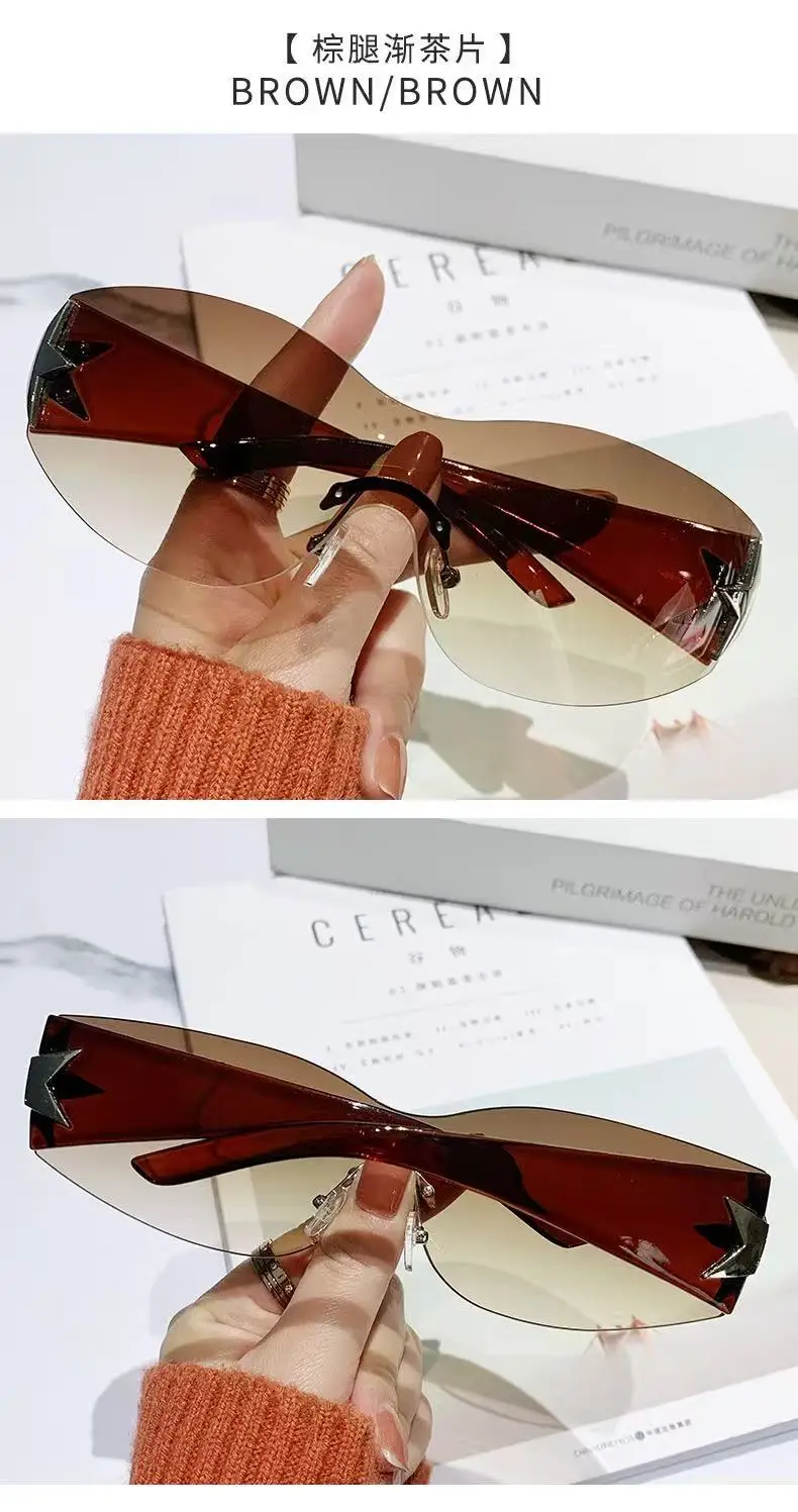 European Starframe Frameless Aviator Sunglasses Black β feature 17