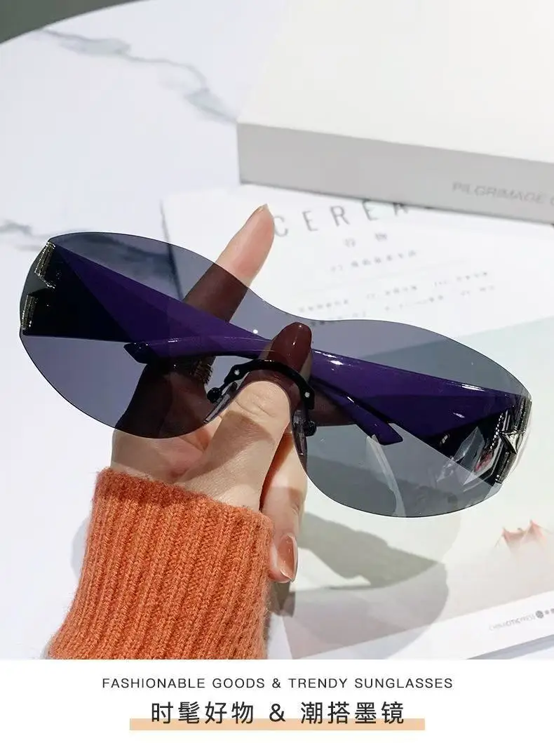 European Starframe Frameless Aviator Sunglasses Black β feature 6