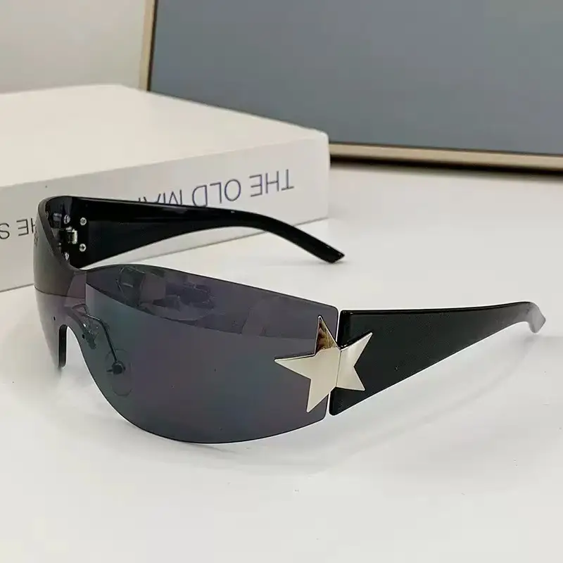 European Starframe Frameless Aviator Sunglasses Black