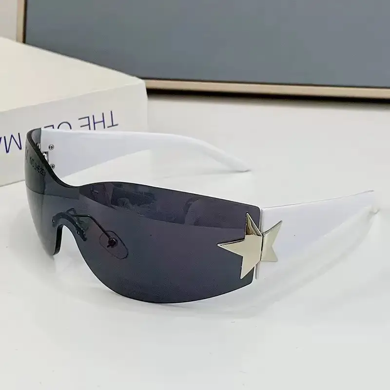 European Starframe Frameless Aviator Sunglasses Black - Image 2